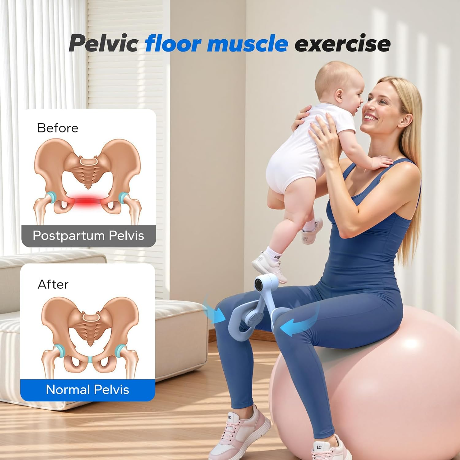 MERACH Pelvic Floor Muscle Training Device Thigh Master, Kegel Pelvic Trainer Exerciser Men Women Exercise & Fitness Equipment Floor Strengthening Device, Inner Thigh Exercise Equipment for Home Gym image number 1