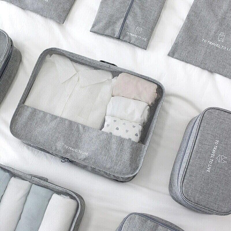 FIME Compression Packing Cubes for Carry on - 7-Piece Set with Shoe Bag, Travel Toiletry Bag & Laundry Bag -Travel Compression Bags, Luggage Organiser, Expandable Storage - Travel Essentials (Grey) - Coffee image number 4