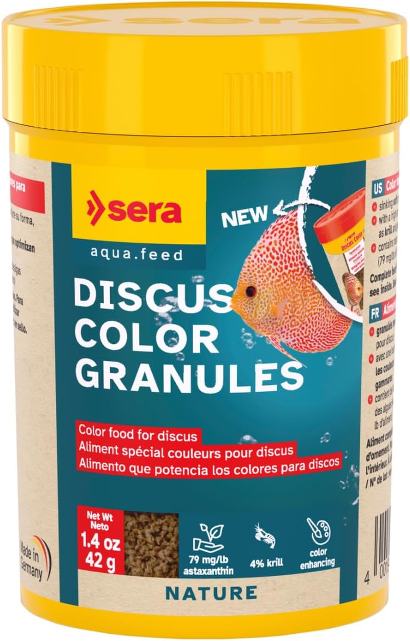 Sera Discus Colour Granules, Staple Colour Food for Discus, Slow-Sinking Soft Granules with a High Amount of Colour Optimizing Ingredients Such as Krill & Gammarus, for Freshwater Aquarium 100Ml (42G) image number 1