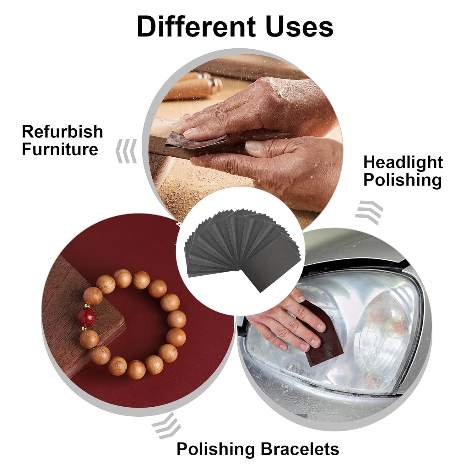 60 Sheets Wet and Dry Sandpaper Kit, Soft Sand Paper Stick Set for Wood Metal Aluminium Glass Furniture Automotive Finishing & Polishing,360/600/800/1000/1500/2000 (4.5 X 2.8) Taper Pin Reamers image number 5