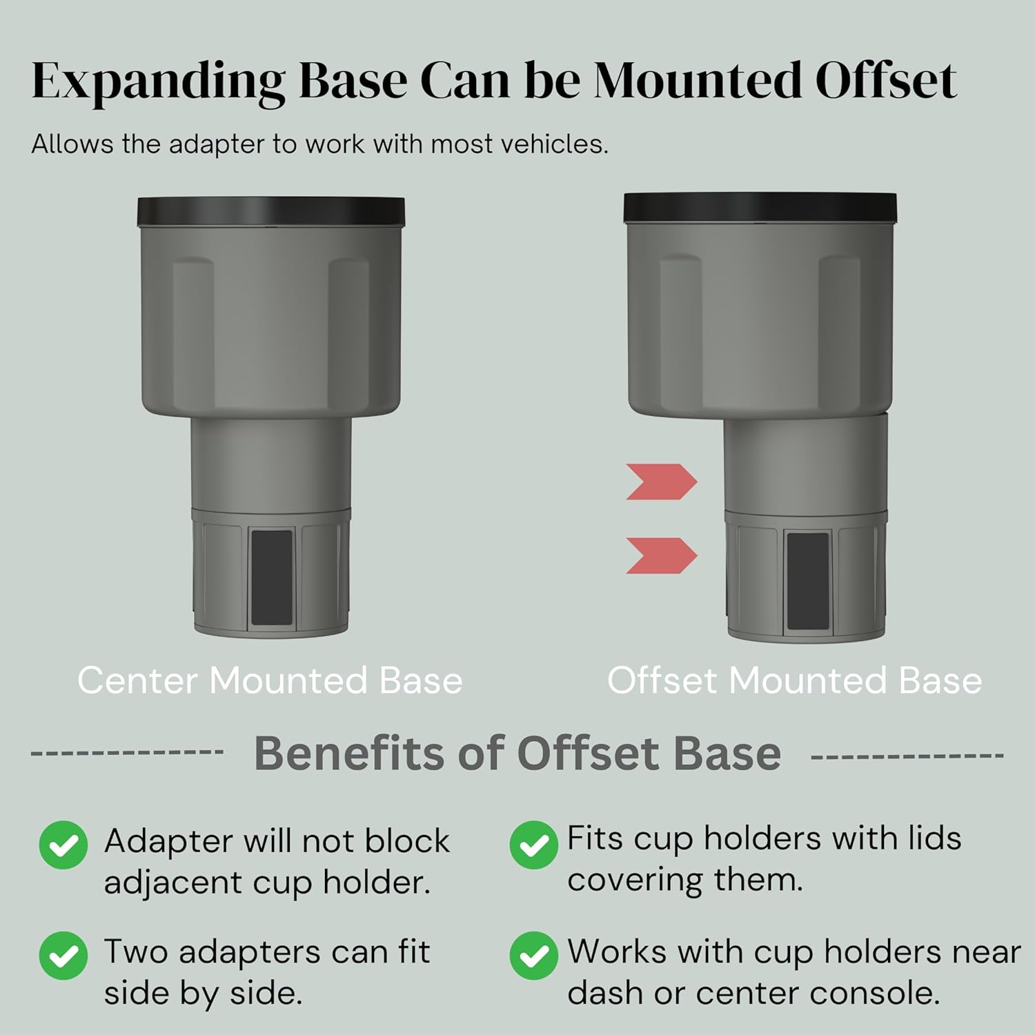 Swigzy Car Cup Holder Expander Adapter (Adjustable) - Holds Hydro Flask, Yeti, Nalgene, Large 32/40 Oz. Bottles & Big Drinks - Gray - Gray image number 3