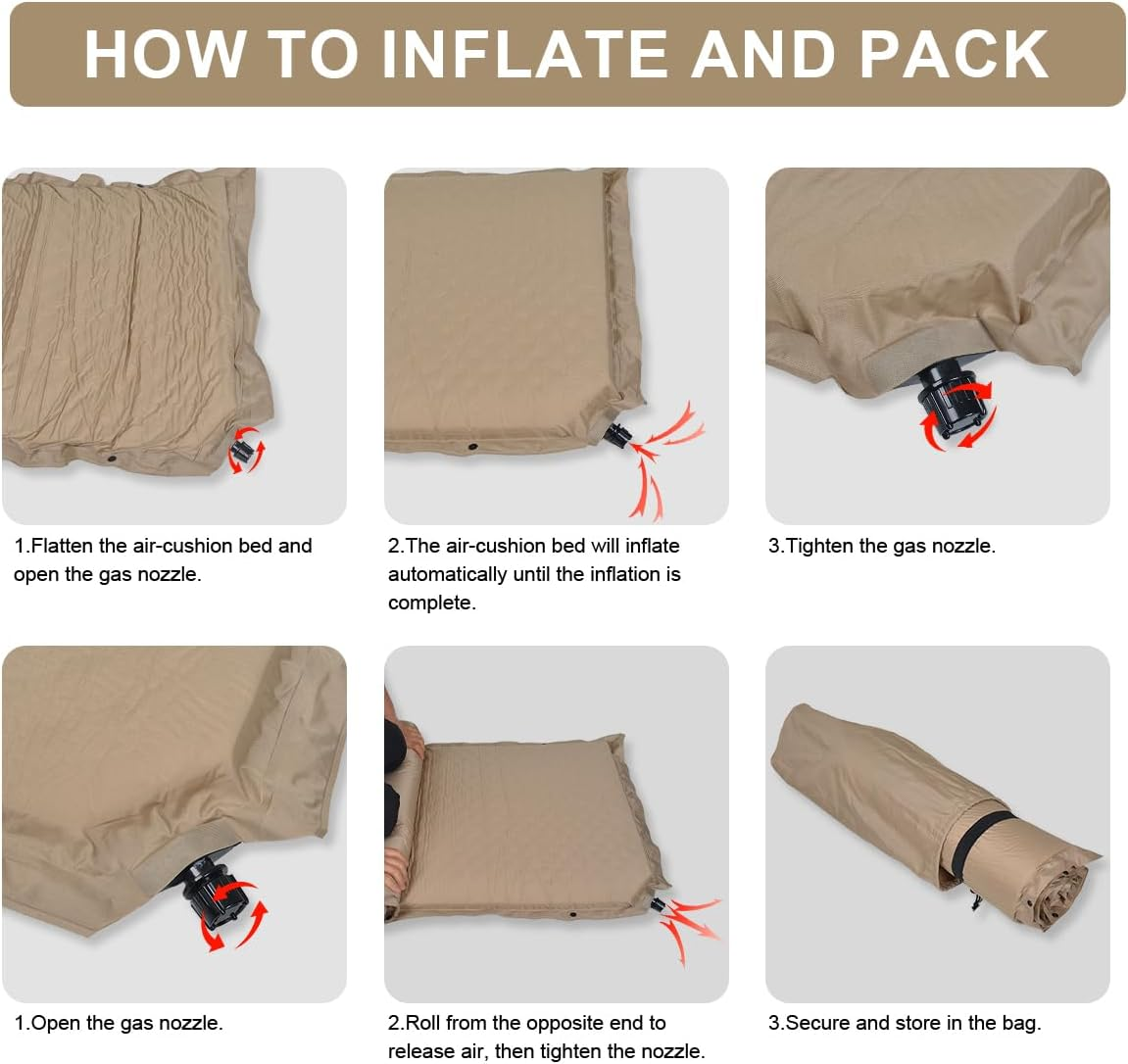 Anshine Sleeping Pad for Camping, Memory Foam Self Inflating Camping Sleeping Mats with Pillow, Easy Inflate & Deflate, Camping Mattress Pad with Pillow, for Hiking, Backpacking image number 2