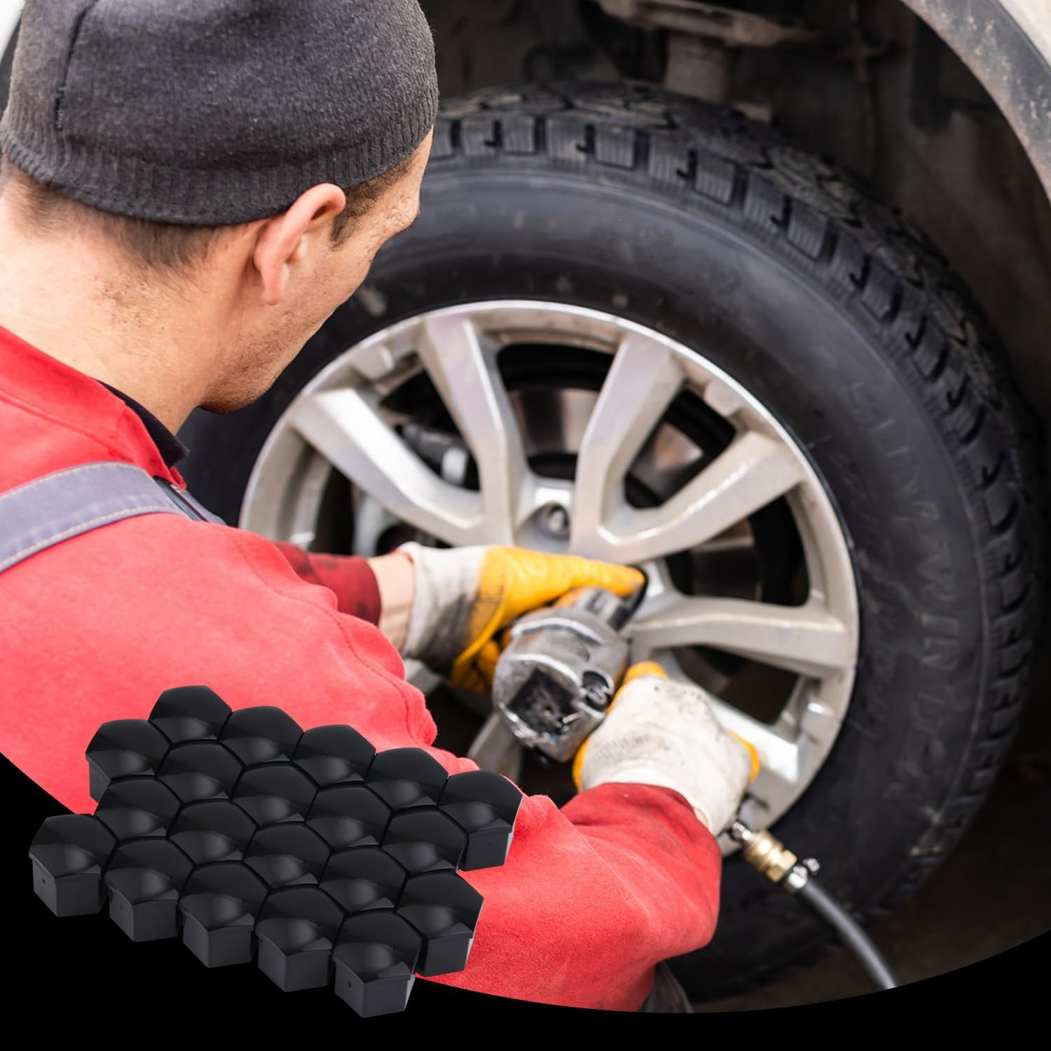 BOXOB 20Pcs Car Wheel Lug Nut Covers, 19Mm Hexagonal Nut Covers with Removal Tool Wheel Bolt Caps Automotive Exterior Accessories for Most Car (Black) image number 6