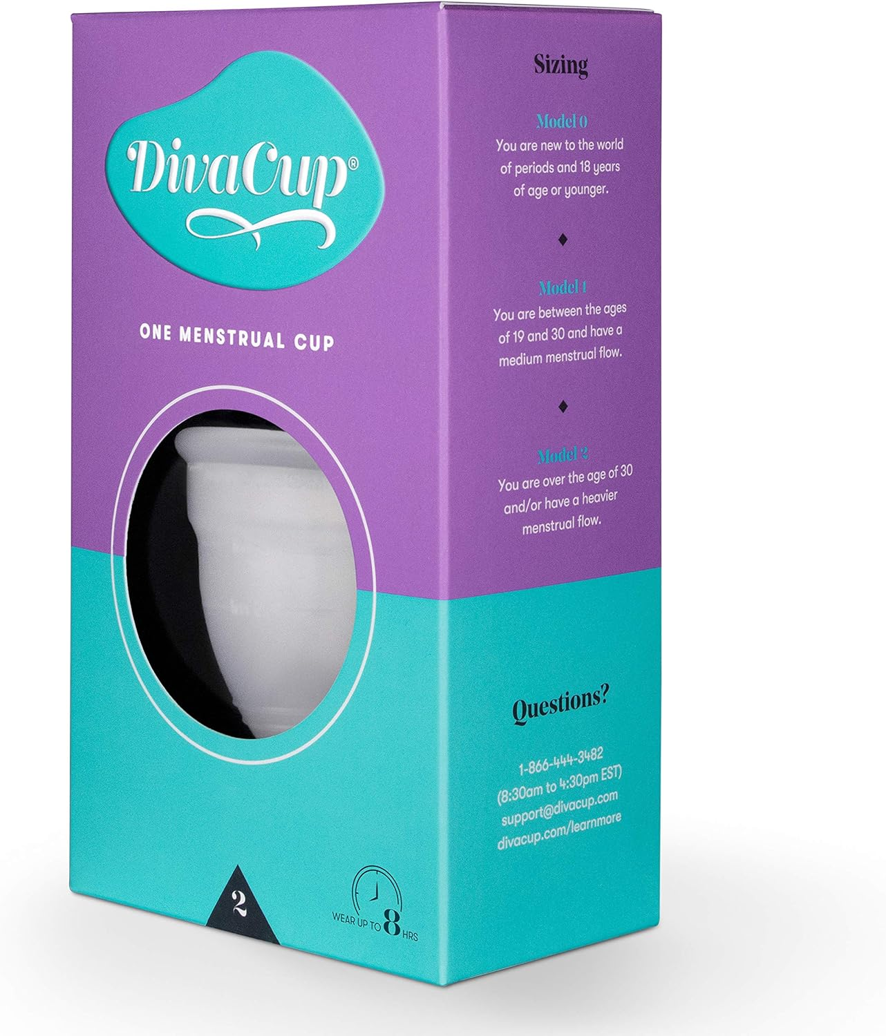Divacup Model 2 Menstrual Cup, Frosted White