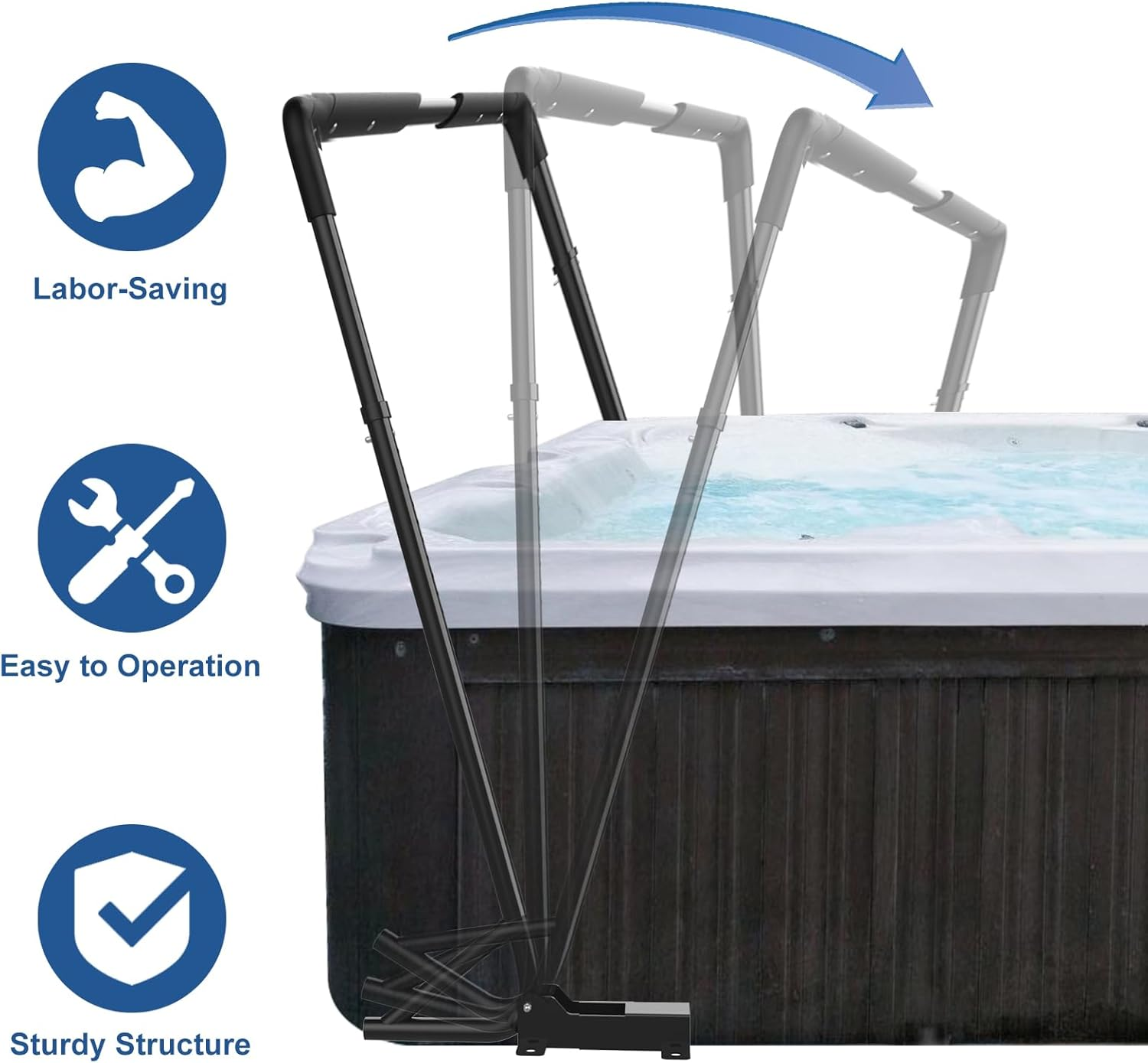 TOCRETOARE Hot Tub Cover Lifter and Removal System - Spa Lift with 31-41 Inch Adjustable Height - Fits Most Hot Tubs image number 6
