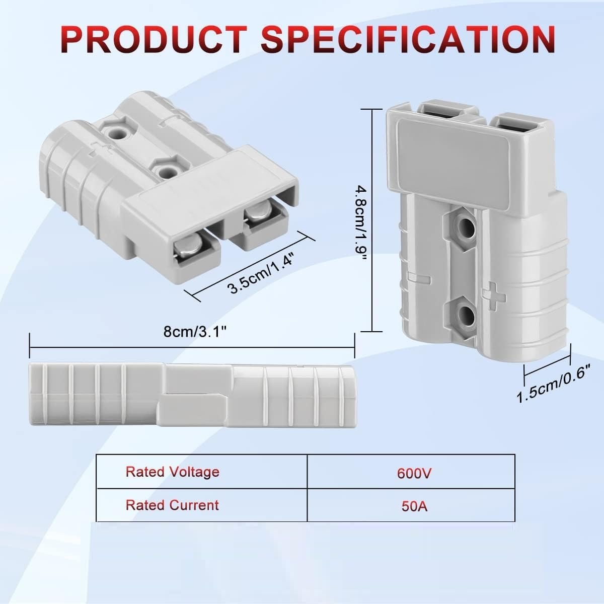 Anderson 50A Plug to Power Cord Cable for 12 Volt Refrigerator 12V Fridge Freezers RV Refrigerator Portable Refrigerator Portable Freezer Compressor Electric Cooler 1Pcs image number 1