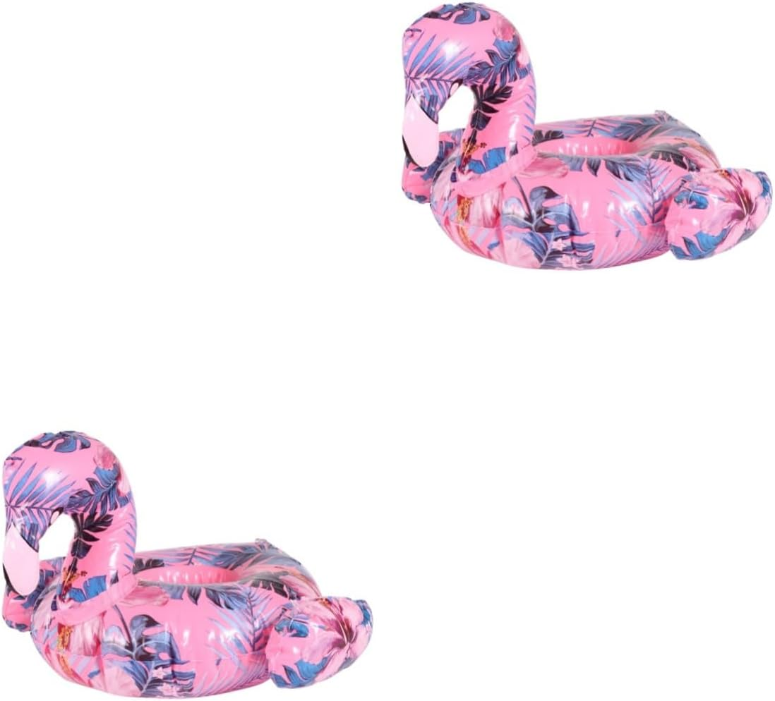 Totority Beer Flamingo 2Pcs Swim Beer Mat Swim Beer Holder Flamingo Drink Float Beer Holder Water Floating Drink Inflatable Pool Colorful Beer Holder Inflatable Drink Holder Drink Floats Re-Usable image number 2