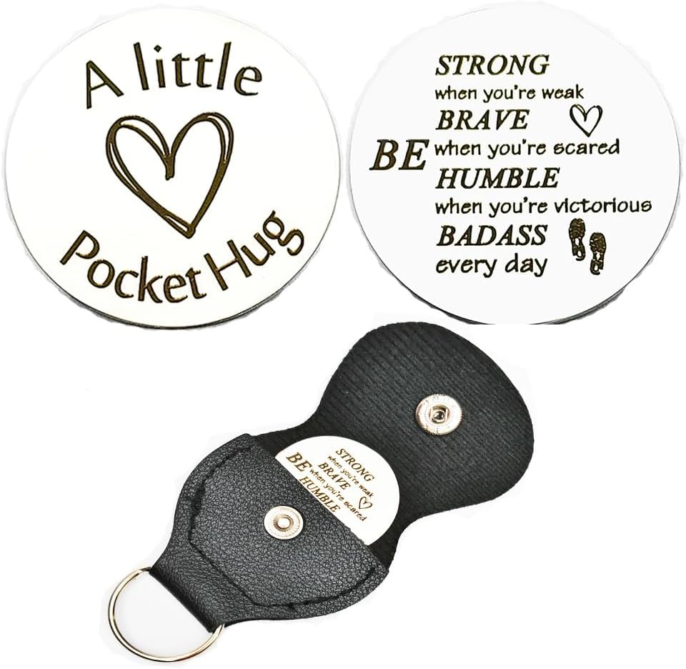 Pocket Hug Token Gift Keychain Christmas Birthday Gifts Long Distance Relationship Hug Tokens Keepsake Stainless Steel Double Sided Pocket Hugs Token Coins