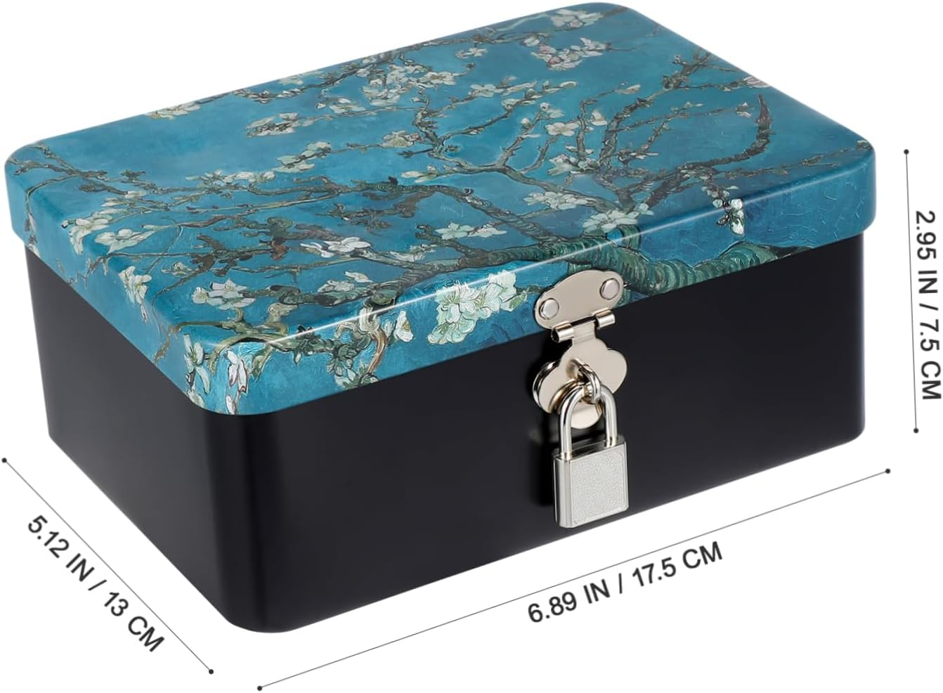 Lockable Jewelry Travel Case Metal Key Box Storage Box Desk Organizer Lock image number 5