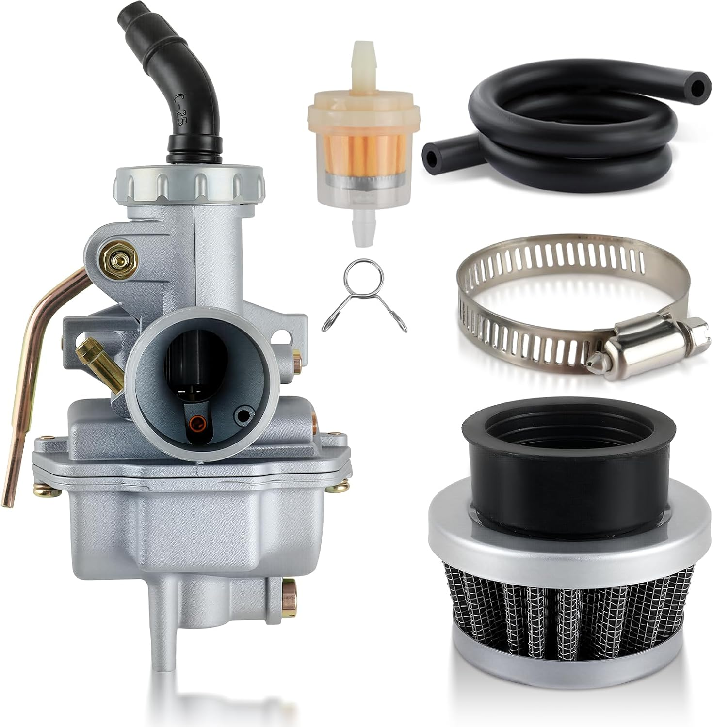 Carbhub PZ20 Carburetor for Kazuma Baja 50Cc 70Cc 90Cc 110Cc 125Cc Taotao 110B NST Sunl Chinese Quad 4 Stroke ATV 4 Wheeler Go Kart Dirt Bike Honda CRF50F XL75 CRF80F XR50R with Air Fuel Filter image number 5