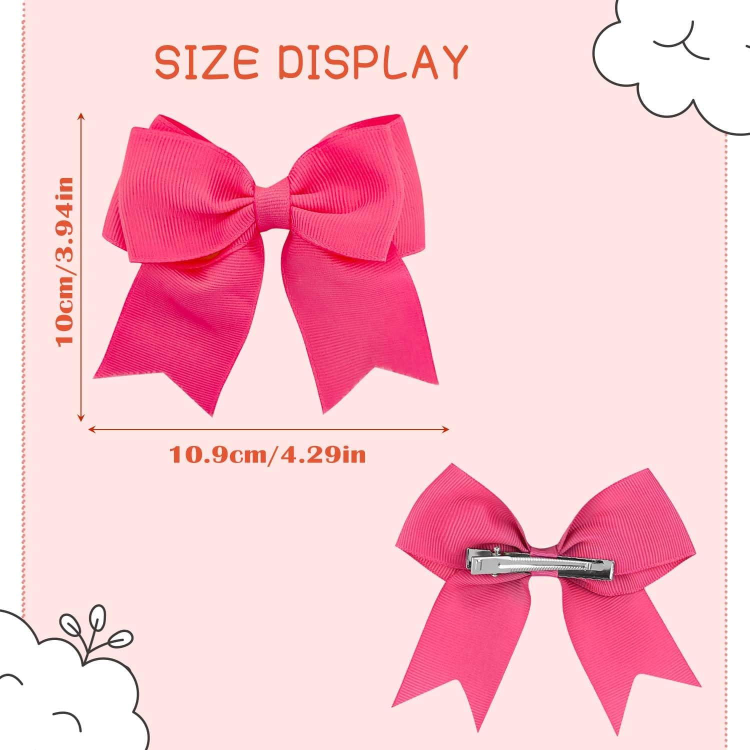 2 Pieces Hair Clips with Bows, French Hair Bows for Girls, Large Satin Hair Bow Clips, Silky Hair Bows for Girls, Soft Bows Hairpin, Rose Red Hair Bow image number 6