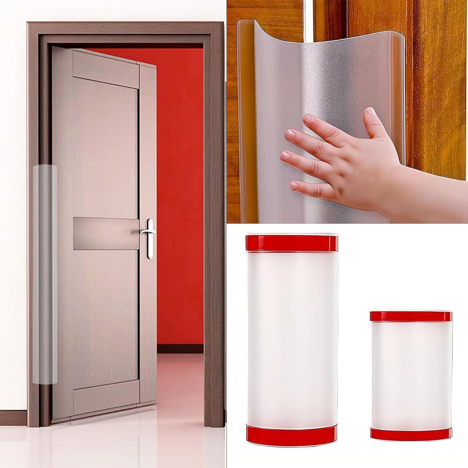 2 Pack Door Jam Shield Finger Pinch Guards,Anti-Pinch Protection Strip Guard,Finger Pinch Door Guard for 90 & Probably 180 Degree Doors,Anti Pinch Door Guard Pp Transparent for Front and Back Doors image number 1