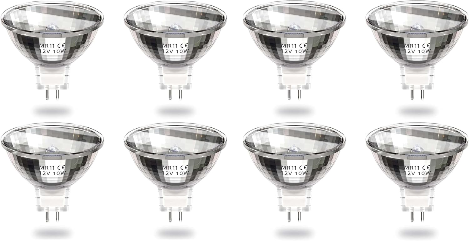 Bonlux MR11 12V 10W Spotlight Bulb 2 Pin 35Mm GU4 Halogen Bulbs, MR11 Bulb Dimmable Warm White 2800K Glass Cover for Kitchen, Bathroom Lighting, Pack of 8 image number 4