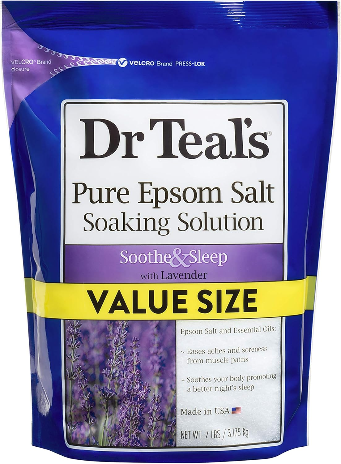 Dr. Teal'S Lavender Soaking Solution (1 Bag, 7Lb) - Blended with Pure Epsom Salt - Relax and Relieve Stress at Home While Promoting a Better Nights Sleep - Value Size Bag