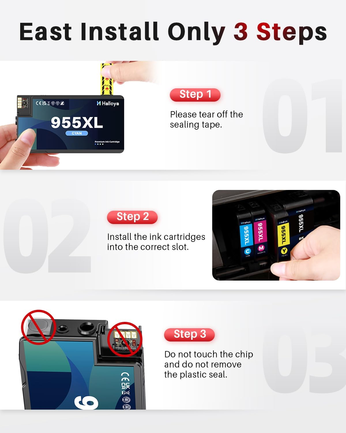 955XL Ink Cartridges Combo Pack High Yield Replacement Compatible for HP 955XL 955 XL Work with Officejet Pro 7720 7730 7740 8210 8216 8710 8720 8725 8730 8740 Printer (1BK 1C 1M 1Y)