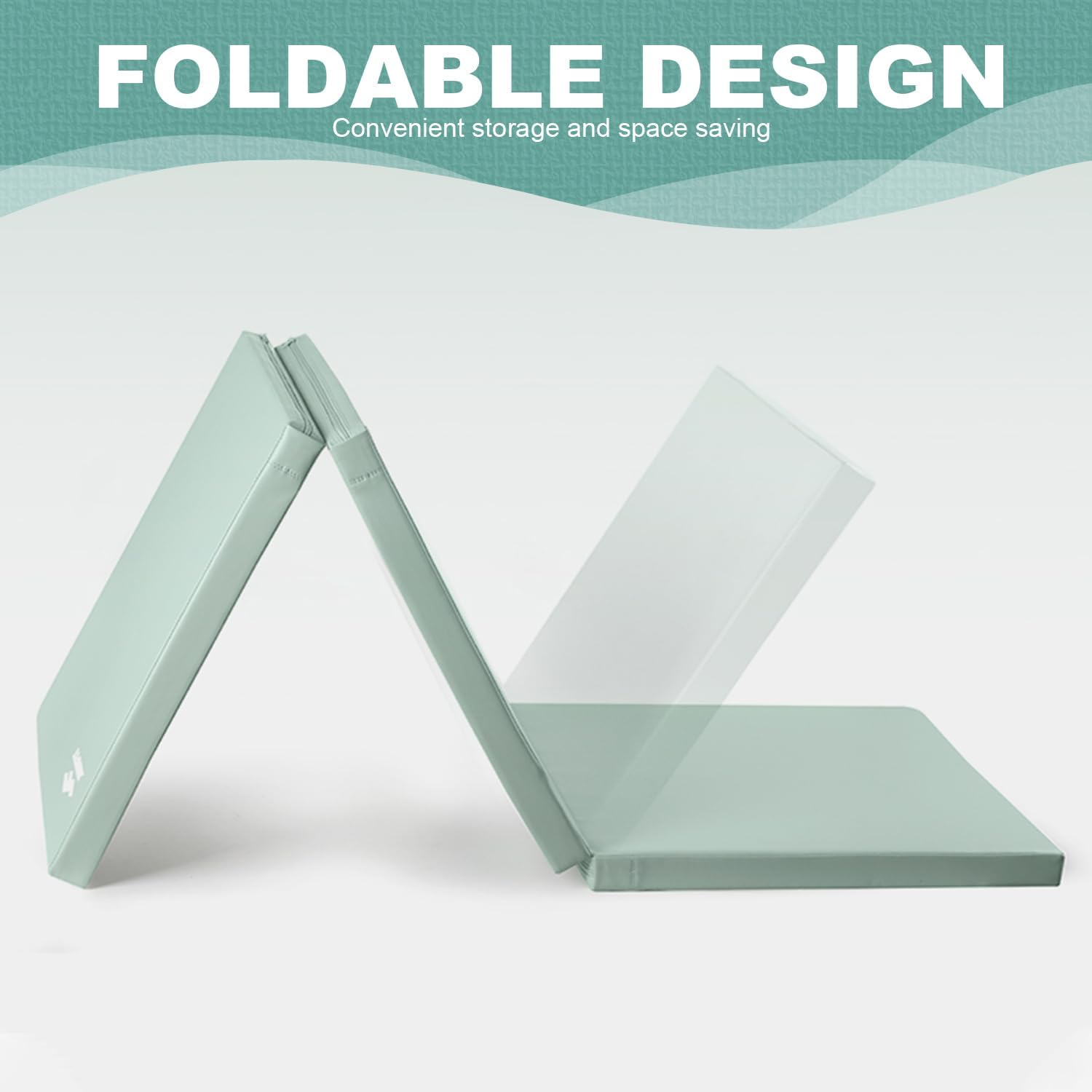 3 Fold PVC Waterproof Gymnastics Mat - 180X60Cm Large Exercise Mat, 5Cm Thick, Non-Slip & Soft Rebound ,Foldable with Carry Handles for Portable Home Fitness, Ideal for Gymnastics, Yoga, Workout, Toning & Stretching, Space-Saving Design image number 6