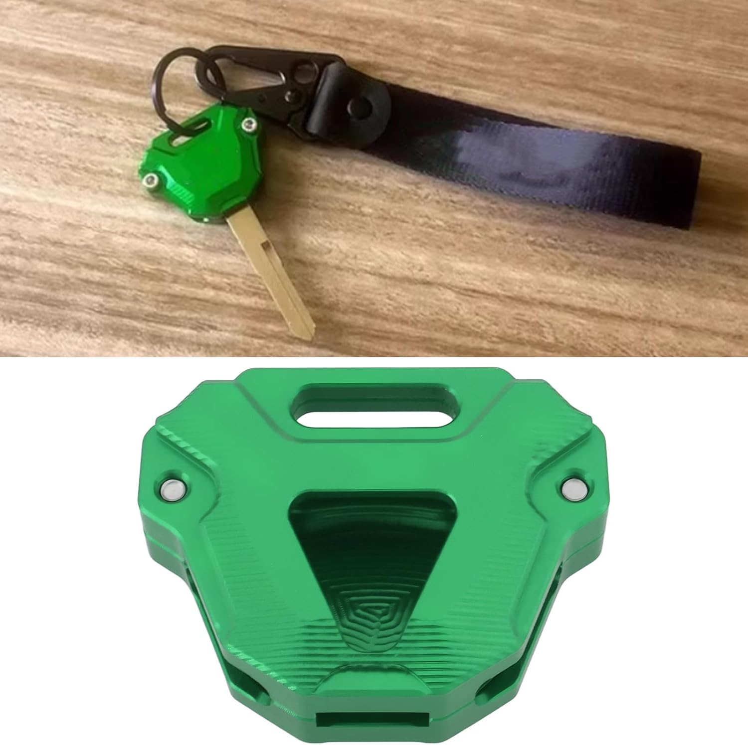 Key Case Keychain Aluminum Shell with Strap Compatible with Kawasaki Ninja650 Ninja400 1000SX ZX6R ZX10R, Green image number 6