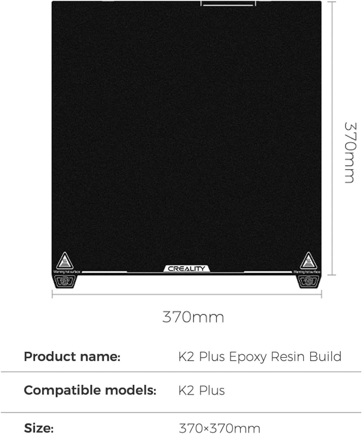 3D Printer Build Plate for K2 plus 3D Printer, 370X370Mm Epoxy Resin Surface Magnetic Flexible Removable Spring Steel 3D Printer Bed(Without Magnetic Base) image number 2