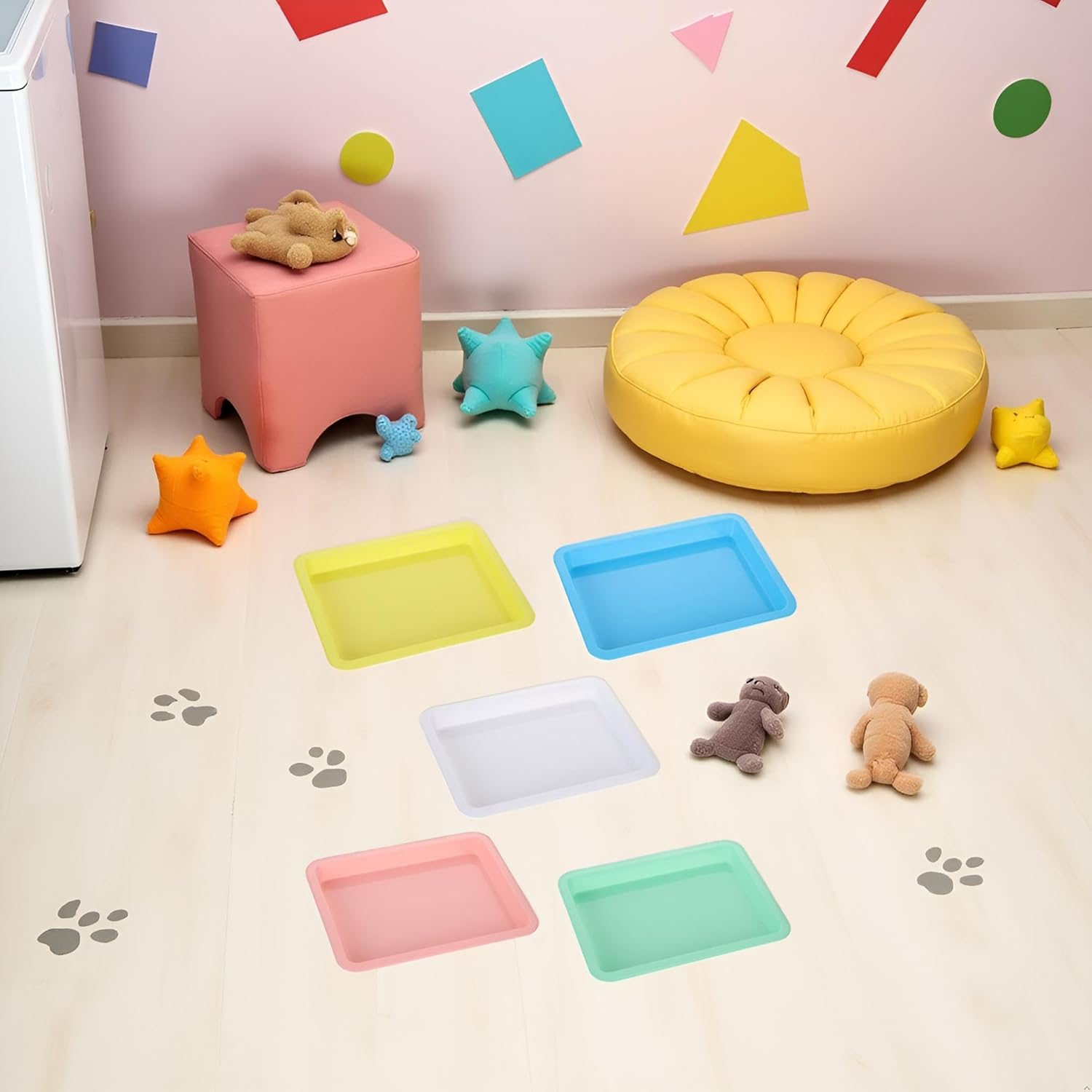 5 Pcs Plastic Kitten Litter Boxes Small Bunny Litter Box Open Cat Litter Box Pet Kitty Litter Pan Portable Cat Waste Tray for Indoor Cats, Standard Litter Boxes image number 2