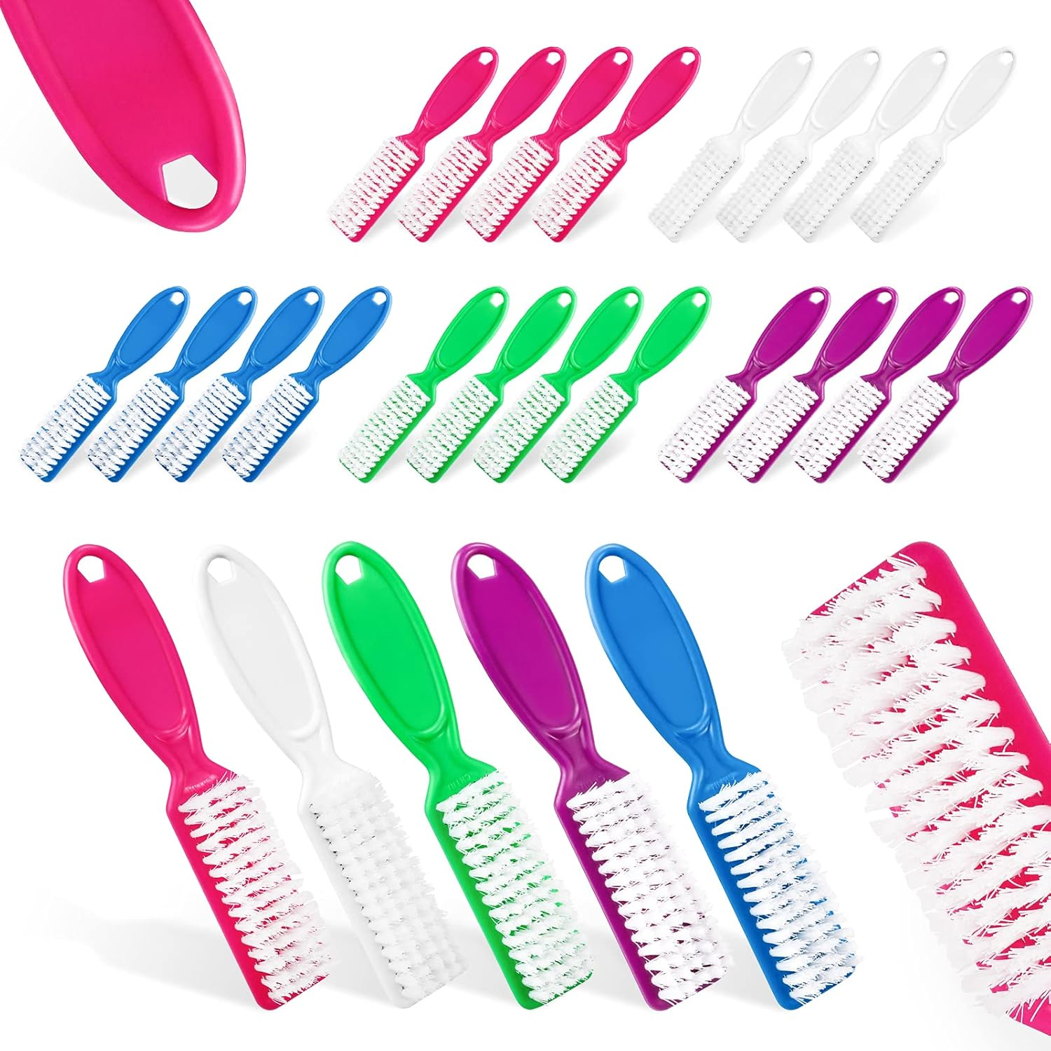 Fyess 25 Pcs Handle Grip Nail Brush Finger Nail Brushes Hand Fingernail Scrub Brush Nail Cleaner Long Handle Pedicure Brushes image number 3