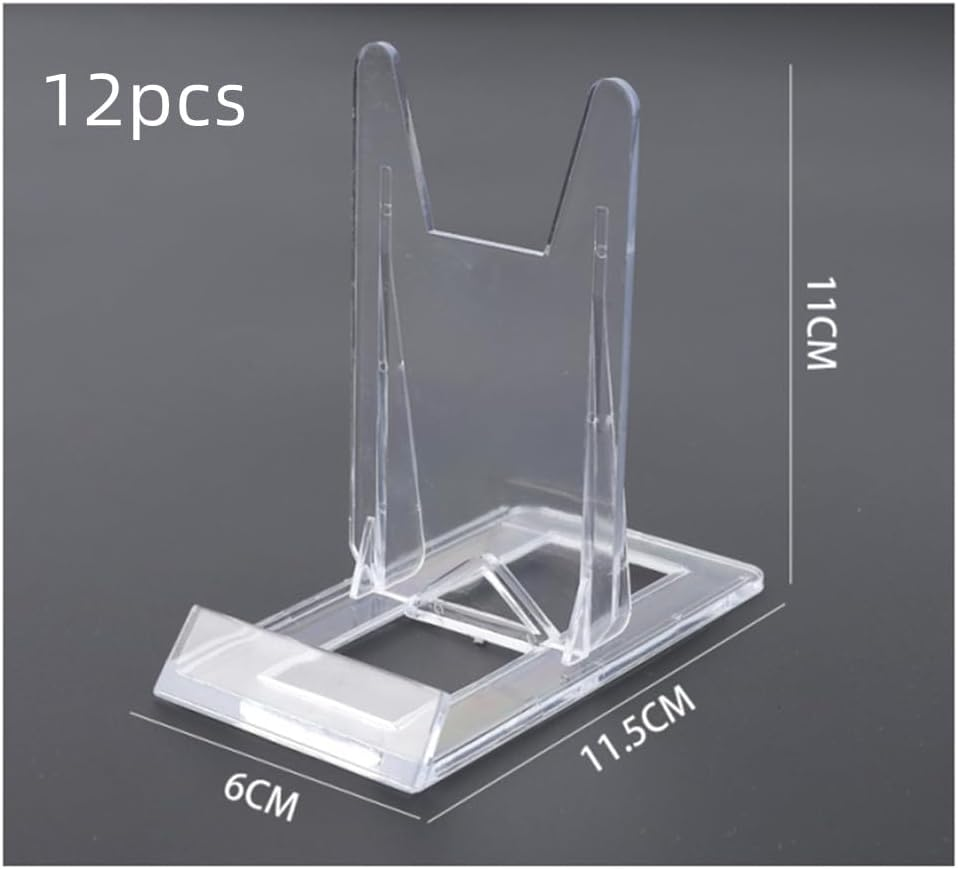 Naisfei 12 Pcs Clear Plastic Plate Stands, Acrylic Stands for Display Plastic Display Holders Picture Plate Holders Clear Mini Easels Stands for Display Pictures Photo and Artworks image number 1