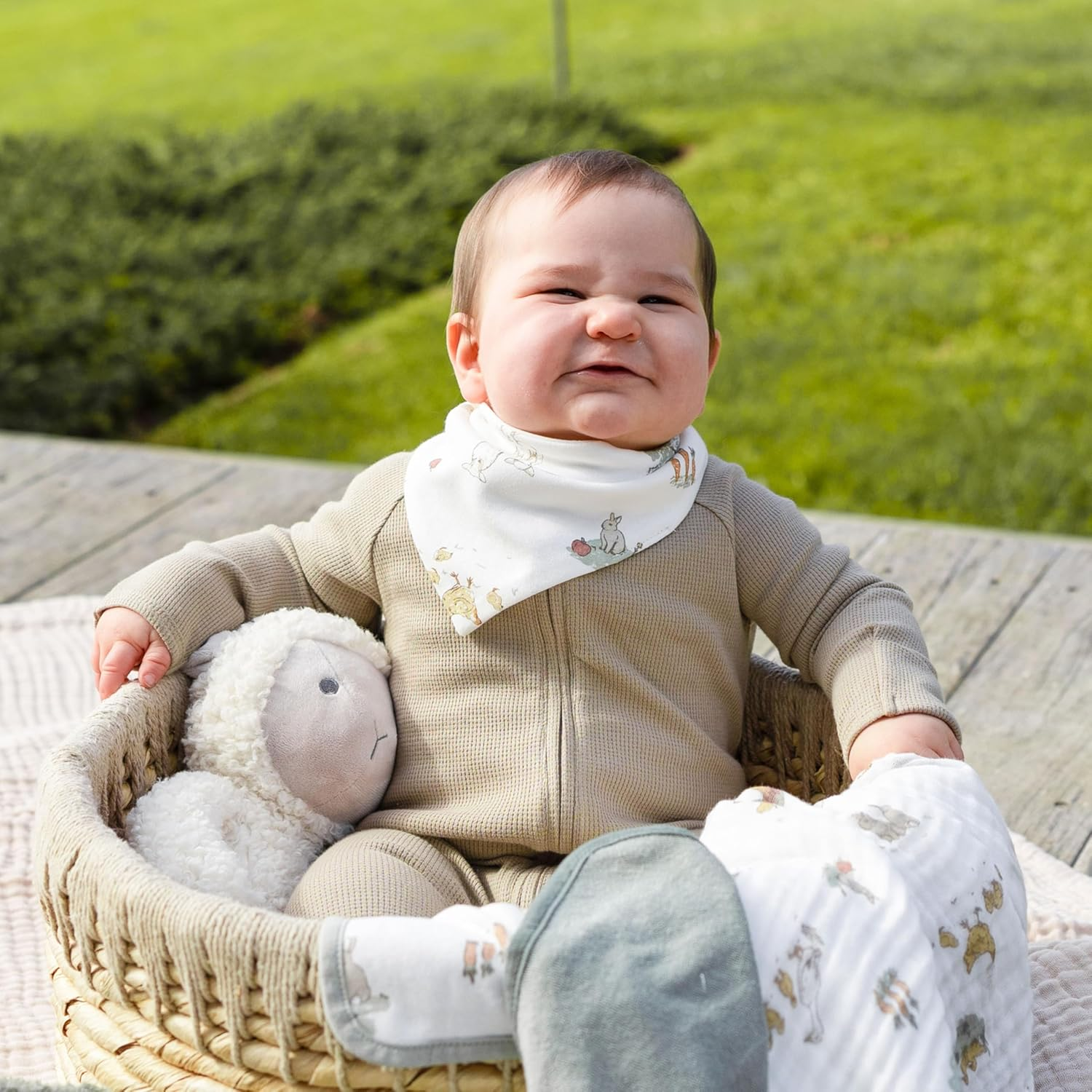 The Little Linen Company Boxed Baby Gift Set - Farmyard Lamb image number 1