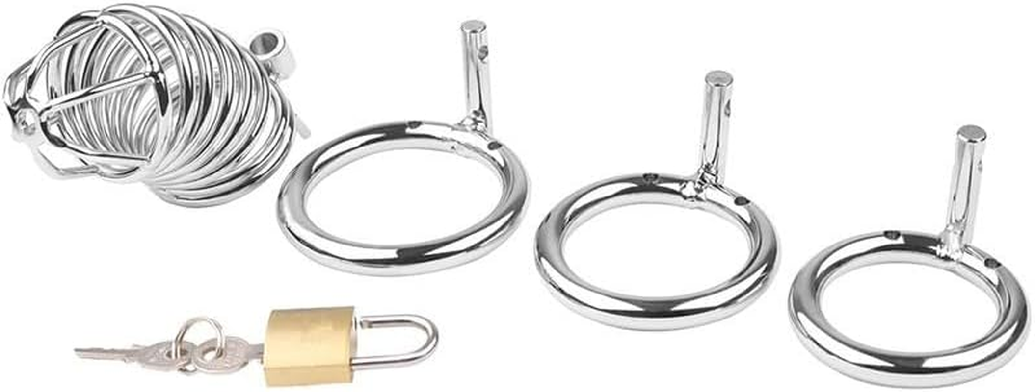 Male Chastity Harness, Penis Harness with 3 Different Sizes of Rings and Padlocks, Sex Toys for Men