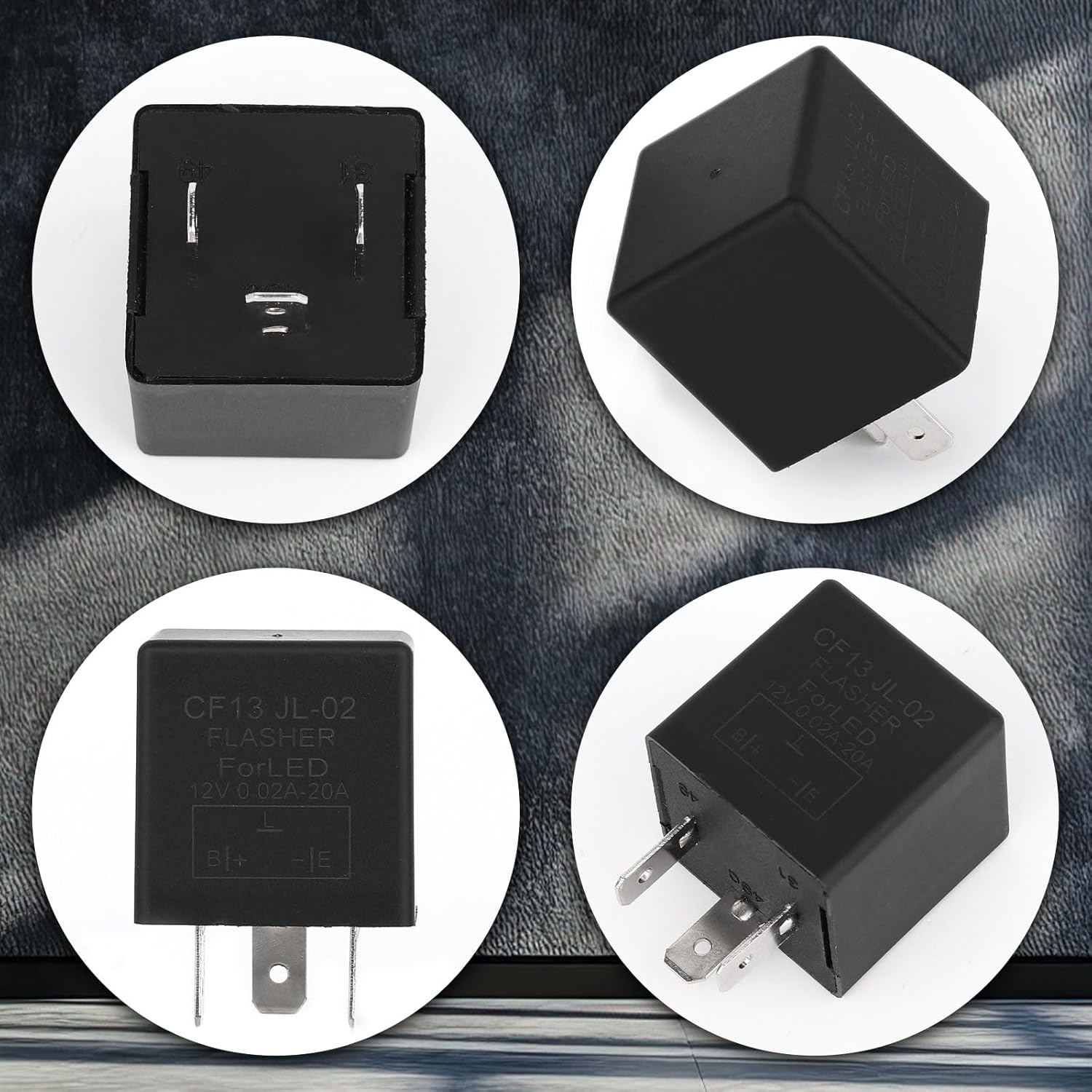 CF13 LED Flasher Relay for Turn Signal, 12V Universal Car Blinker Relay for Fixing Hyper Flash & Turn Signal Flickering, Compatible with Cars Trucks Suvs