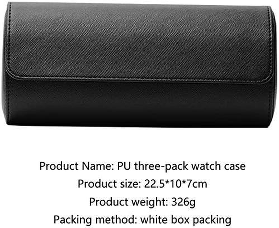 ROSELLE Watch Roll Travel Case for Men and Women - 3 Watch Organizer with Innovative Removable Pillows & Solid Dividers for Home, Travel and Display (Black Cross) image number 3