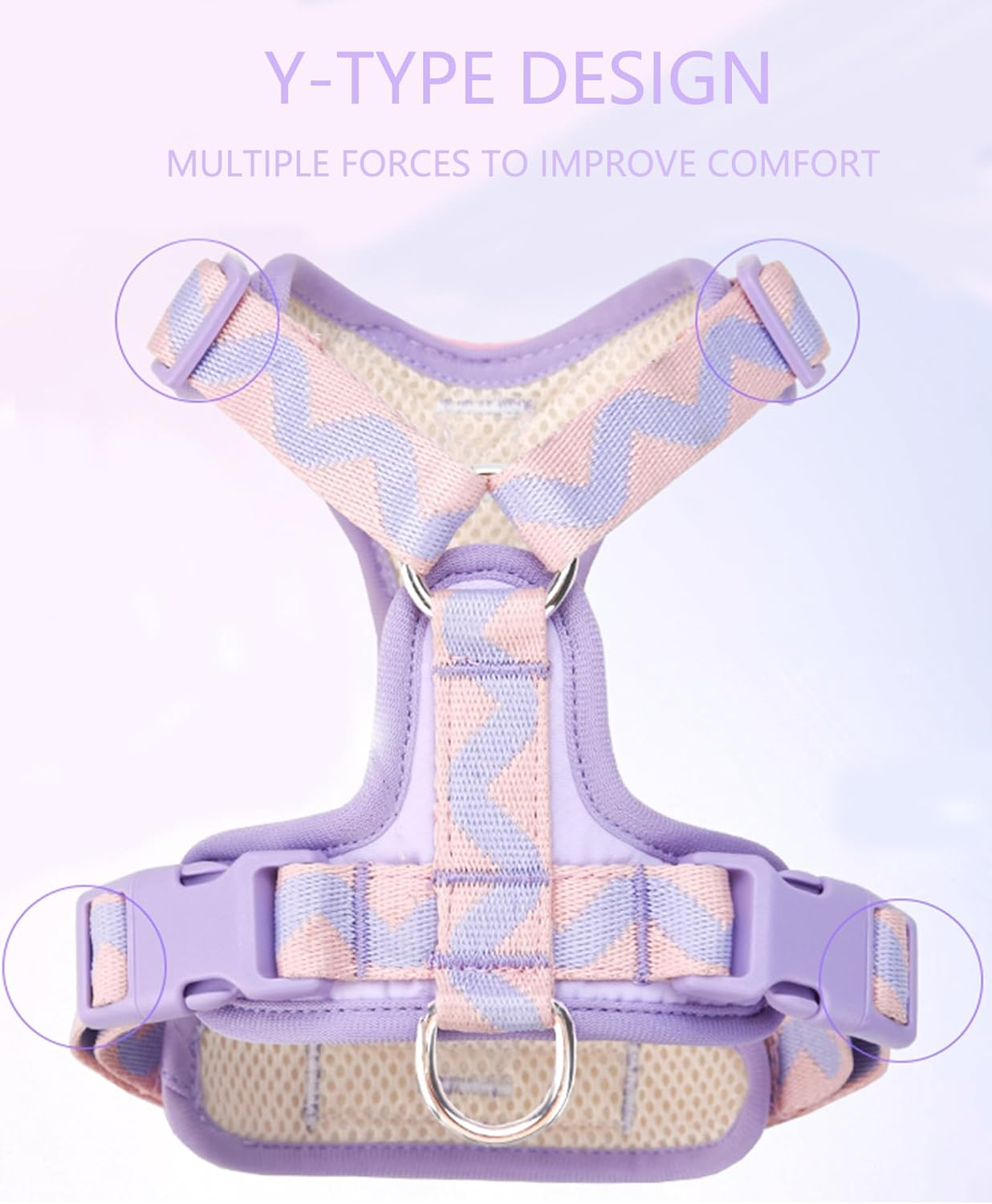 Purple Xs No Pull Dog Harness with 2 Leash Clips, Easy Walk Pet Harness Small Sized Dog, Adjustable Dog Vest Harness (Purple, XS) - Purple image number 5