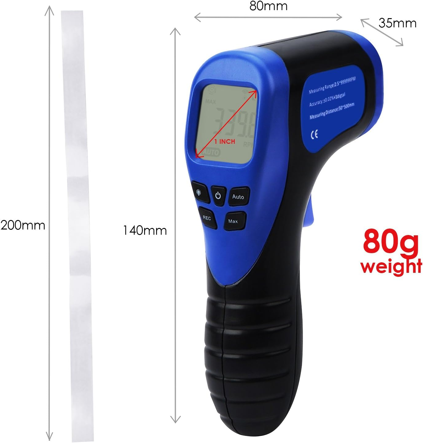 Digital LCD Photo Tachometer Non-Contact RPM Meter Speed Gauge Surface Speed Tach Meter image number 4