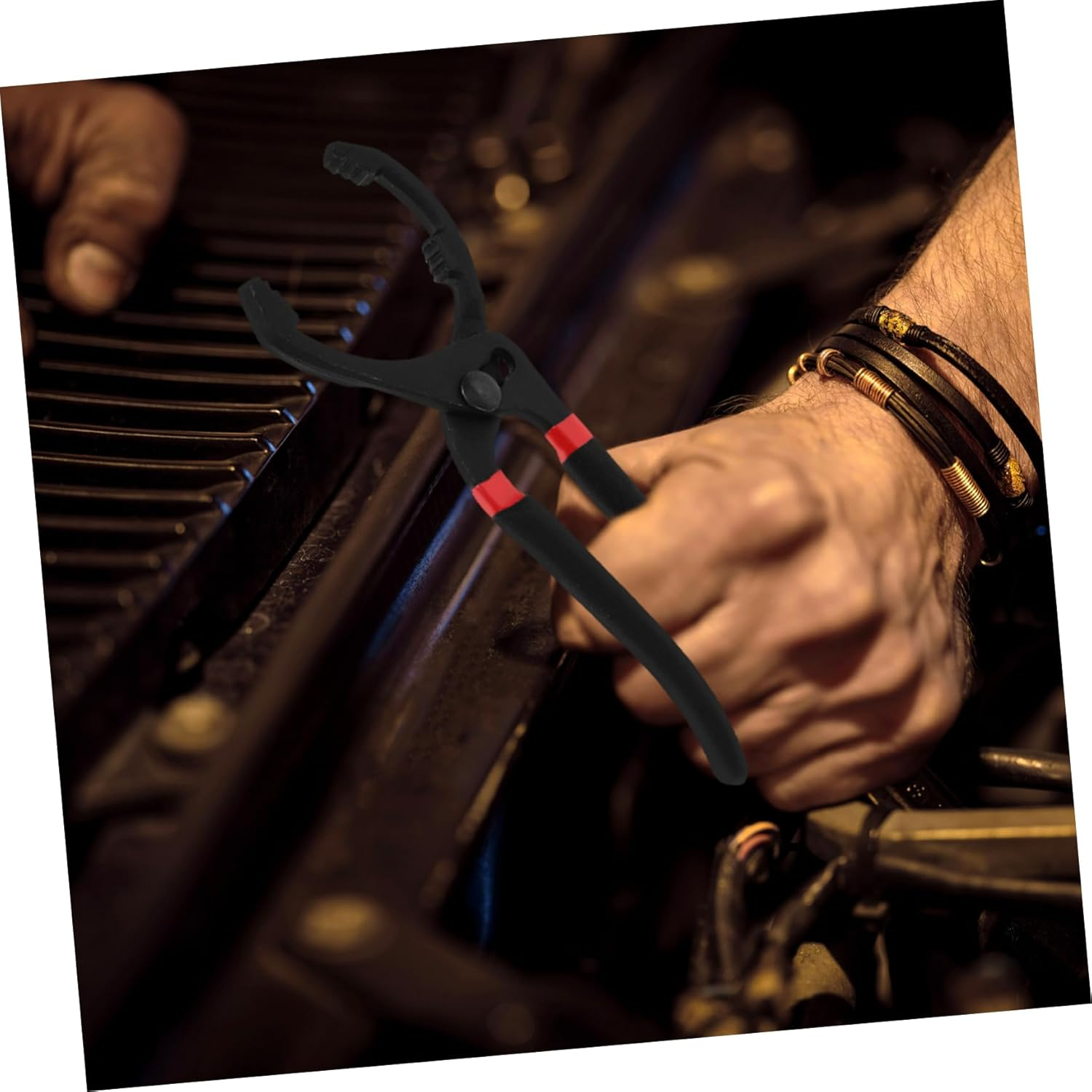 COSMEVIVI 10-Inch Adjustable Oil Filter Removal Tool Universal Oil Filter Wrench Pliers Claw Grip for Automotive Maintenance image number 5