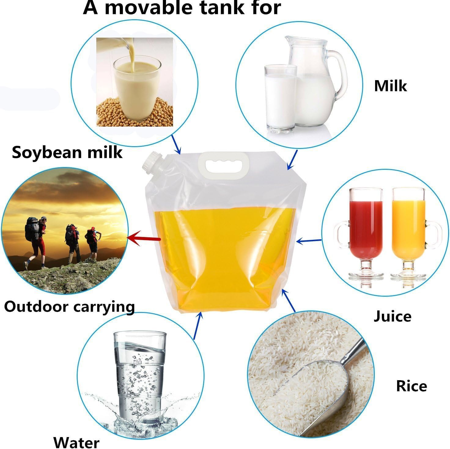 Collapsible Water Tank Container 4 Pack 5L BPA Free Plastic Water Carrier Portable Water Tank Lightweight Space-Saving Outdoor Folding Water Bag for Sport Hiking Camping Riding Mountaineer-Clear image number 3