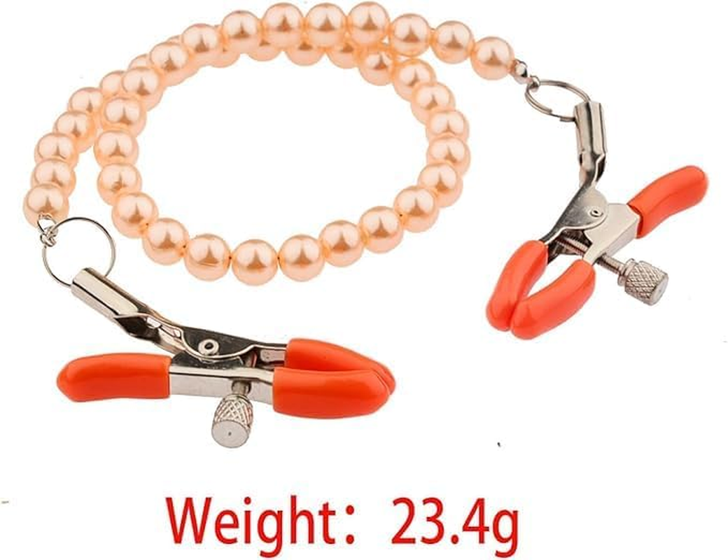 Adjustable Pressure Breast Nipple Clips with Pearl Nipple Clamps Body Chains Necklaces Stainless Steel Non Piercing Body Jewelry for Women Ewelry Chain Toys (Black) image number 2