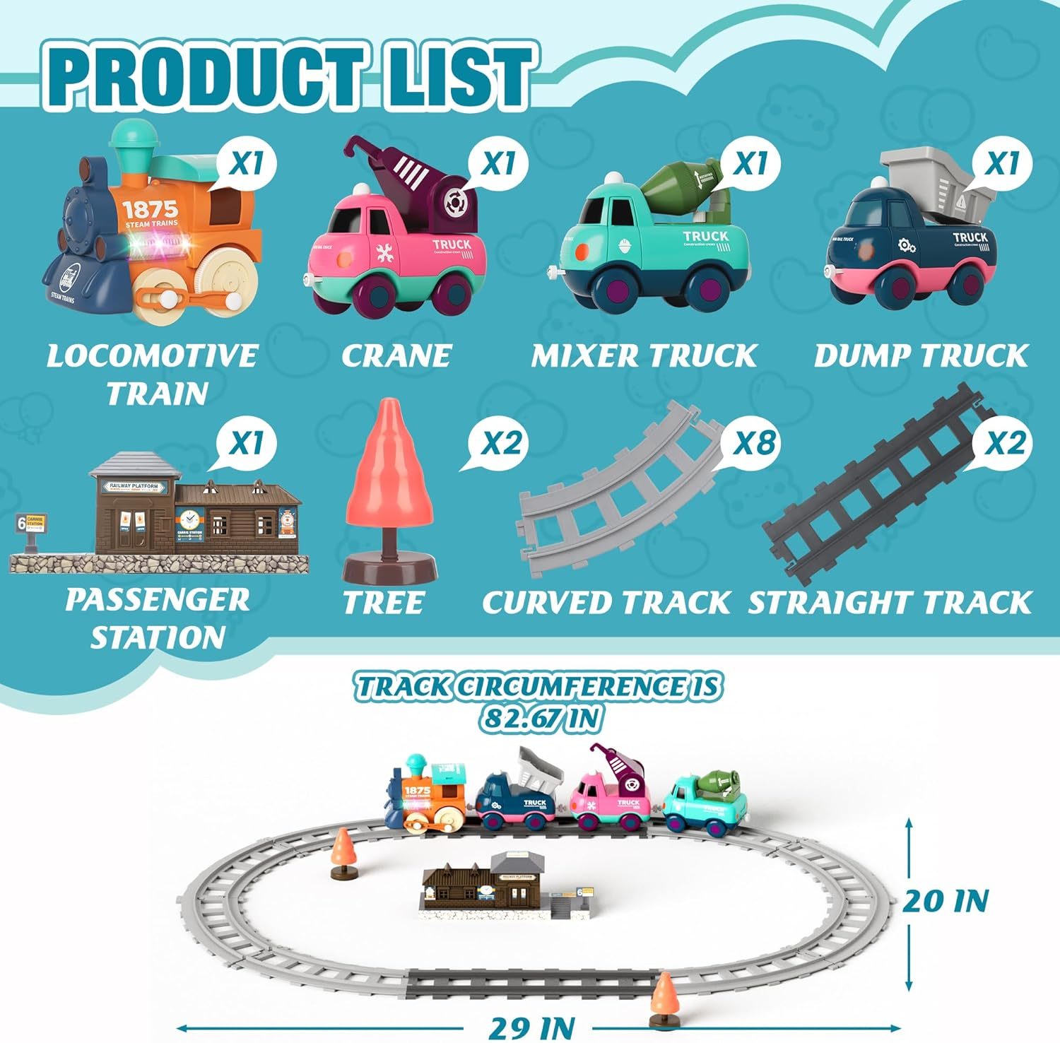 Electric Train Set for Toddlers, Kids Train Set W/Music, Lights & Train Tracks - First Choo Choo Train for Toddlers, Magnetic Train Toys for Toddlers, Birthday Gifts for Boys Girls image number 6