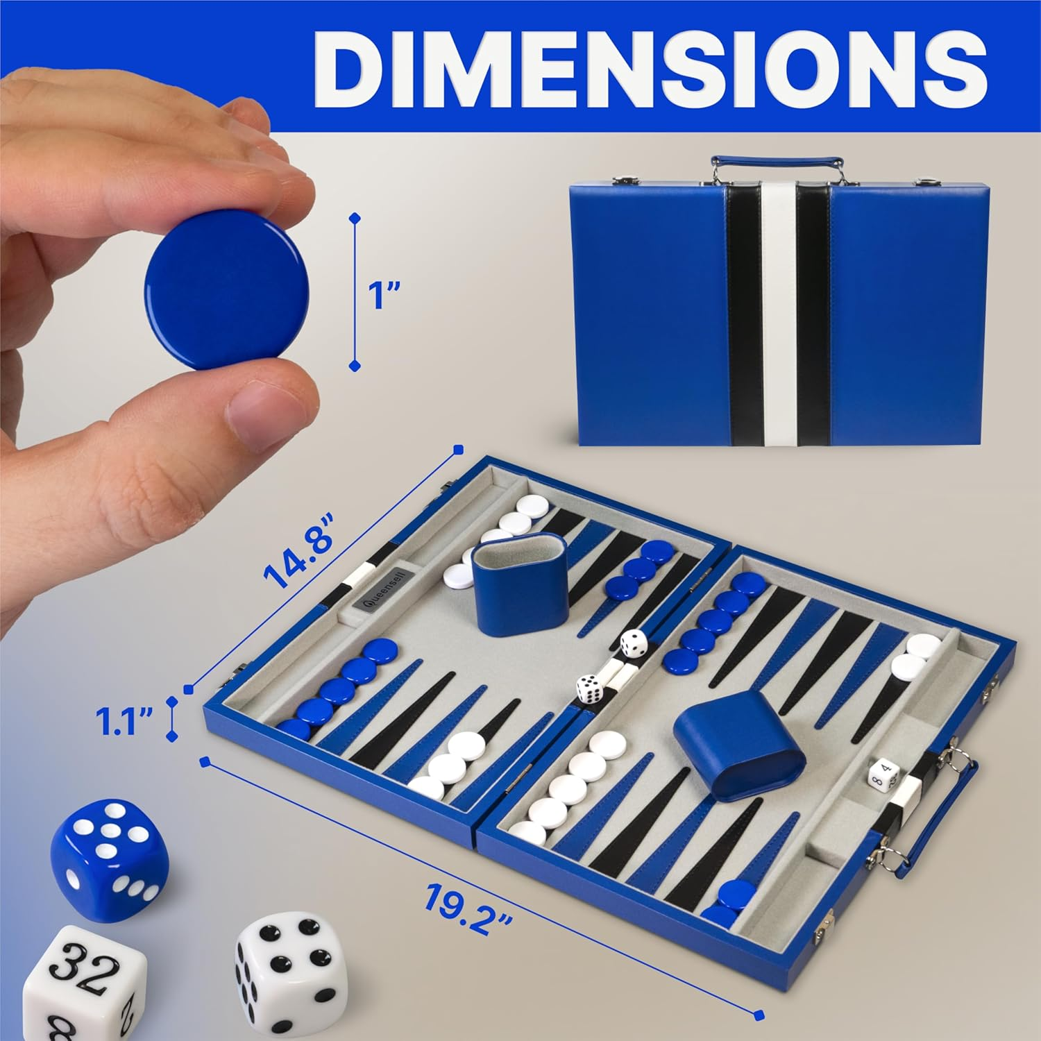 Backgammon Sets for Adults - Blue Edition image number 1