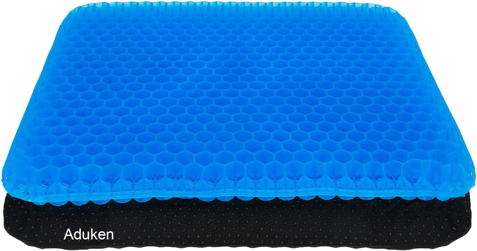 Gel Seat Cushion, Office Chair Seat Cushion Cooling Egg Seat Cushion Chair Pads with Non-Slip Cover,Durable,Comfortable,Breathable,Pressure Relief,Sciatica Cushion for Home Office Chair Car Wheel