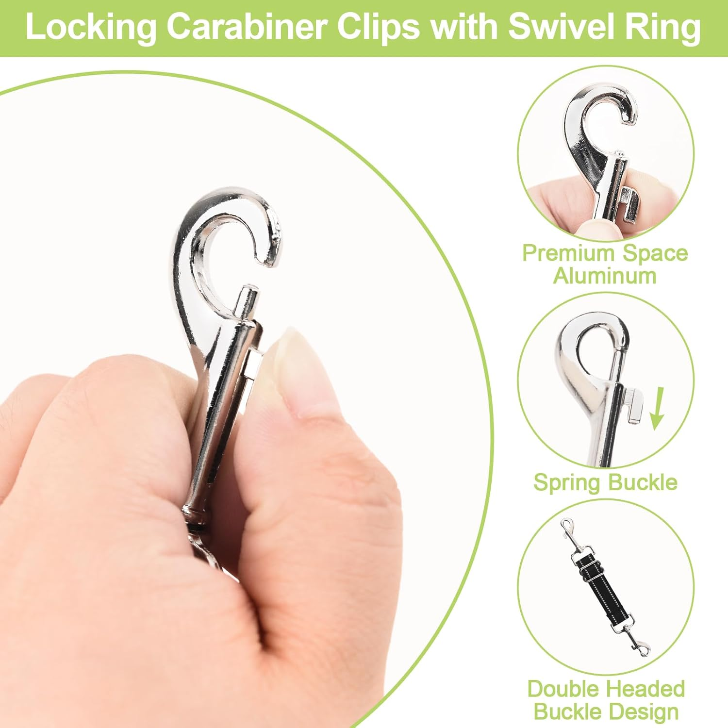 UFURMATE Dog Collar Clips, Adjustable Double Sided Collar Clasp, Leash Connector, Quick Release, 360 Degree Rotating Clips for Dog Walking, Camping, Hiking, Black, 2 image number 2