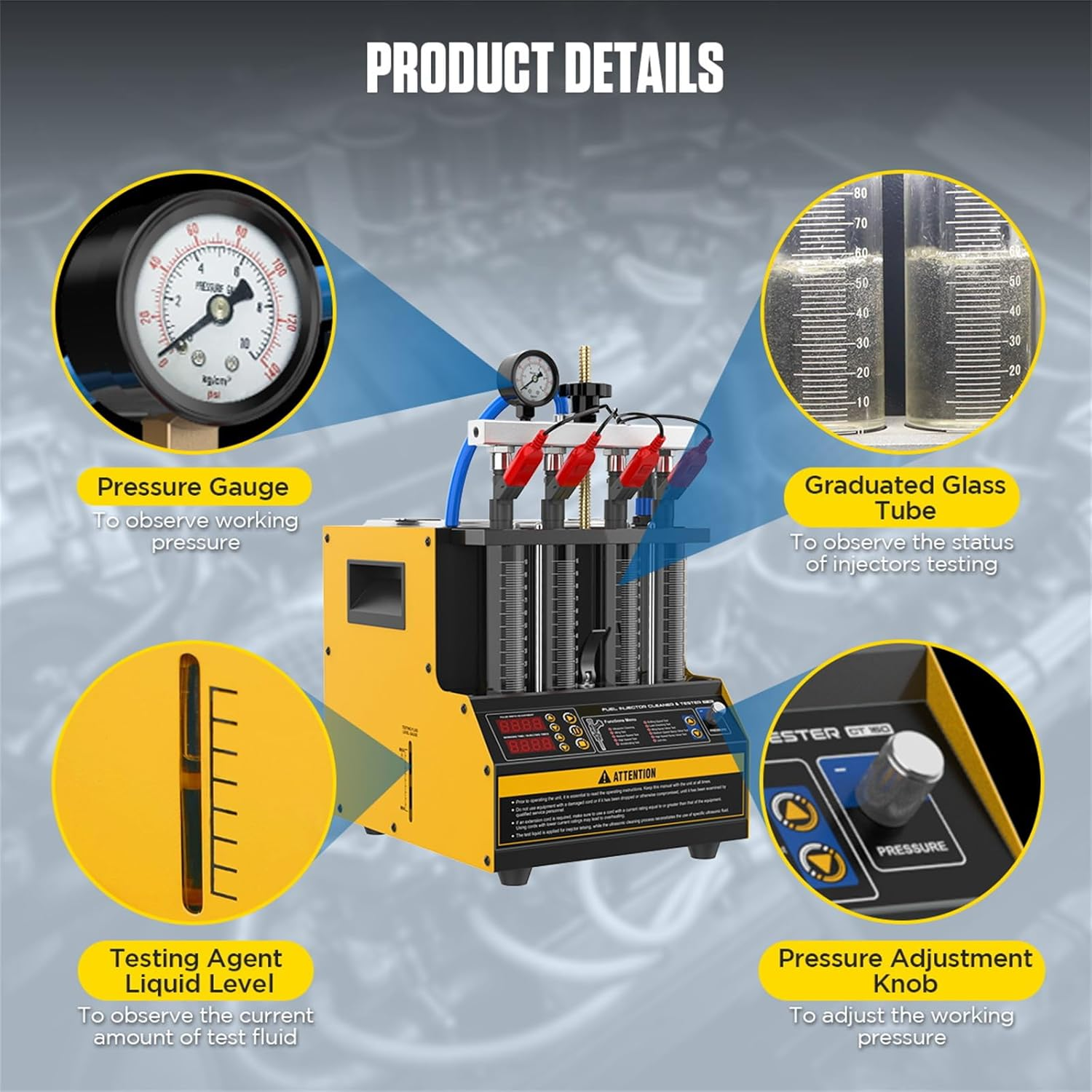 Fuel Injector Cleaner & Tester, CT160 Automotive Fuel Injection Systems Cleaners Tester,Fuel System Cleaners Testers 110V/220V image number 3