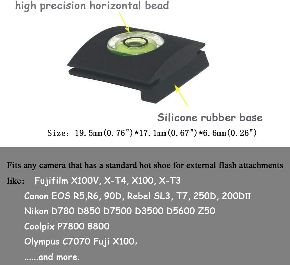 Fire Rock Camera Level Hot Shoe Cover for Nikon D780 Canon EOS R5, R6, Rebel T7 SL3, 250D, 200D Ii - 3Pack (Black, Plastic or Lightweight Metal)