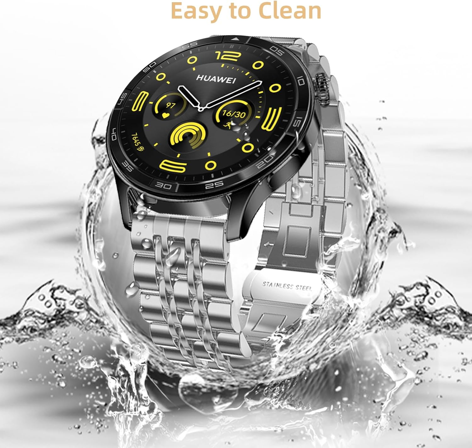 Hinnwer 22 Mm Bracelet Compatible with Huawei Watch GT4/GT 3/GT 2 46 Mm Huawei Watch 4 46 Mm Huawei Watch 4 Pro 48 Mm, Stainless Steel Metal Replacement Straps for Huawei Watch 3/Watch 3 Pro - Blue And Silver image number 6