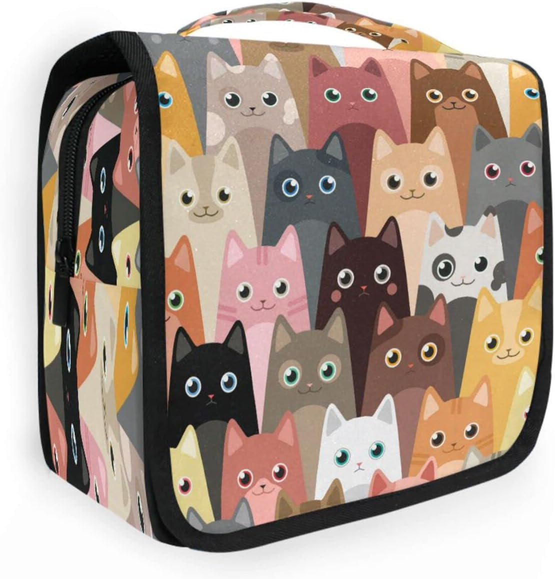 Cute Animal Cat Pattern Hanging Toiletry Bag for Women Men, Portable Makeup Bag Organizer Cosmetic Bag for Purse Pouch Waterproof Travel Essentials Large Wash Bag for Kids Girls, Multicolor, One Size image number 1