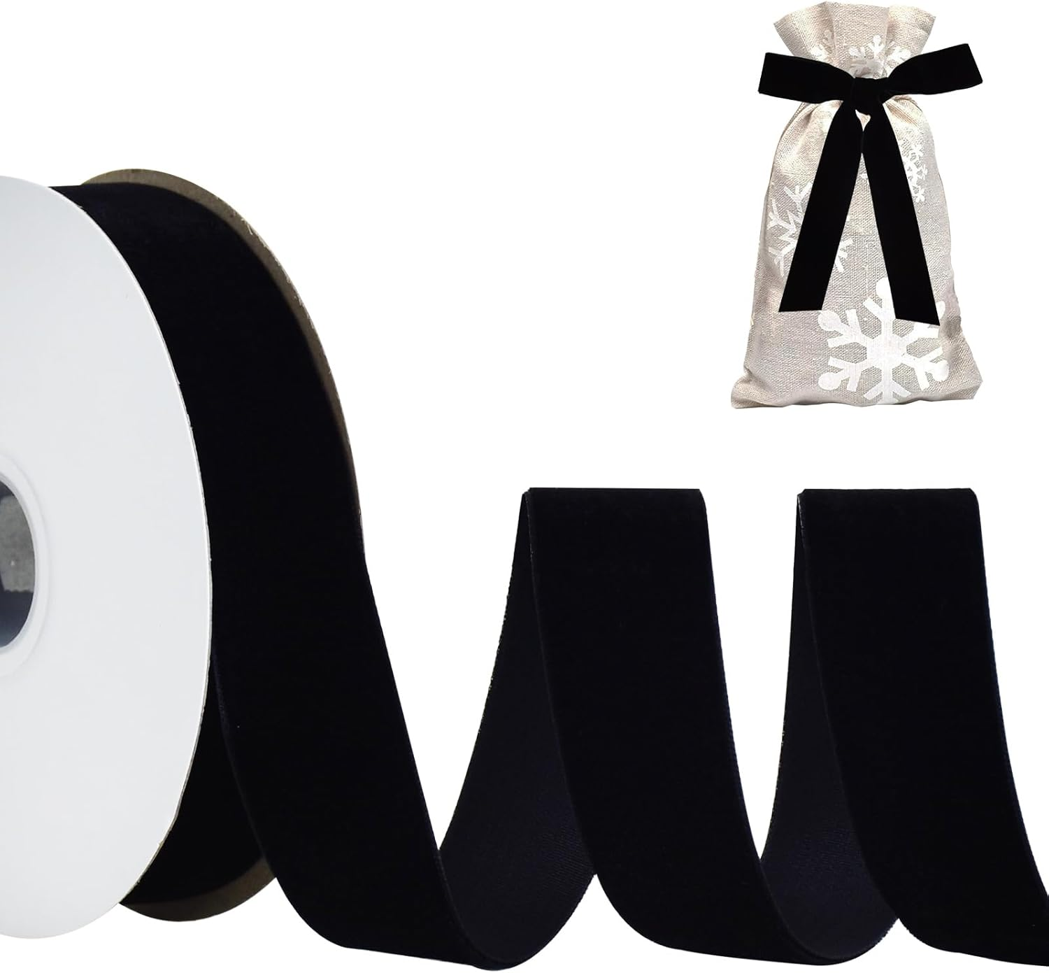 TONIFUL Black Velvet Ribbon 1 Inch X 10Yds, Vintage Velvet Ribbons, for Christmas Wreath Decoration Handmade Craft Ornaments Gift Wrapping & Bow Making, Valentine'S Day Wedding Bouquet Packaging