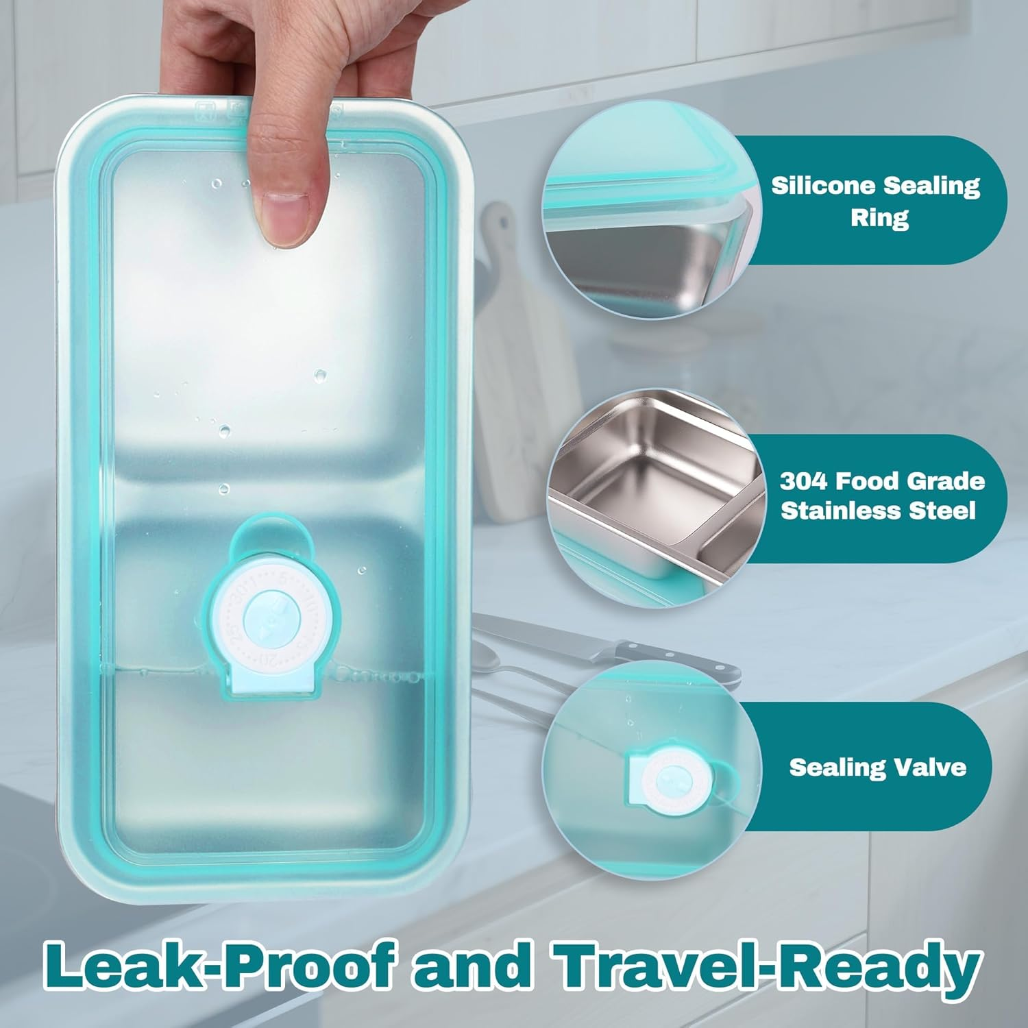 2PCS Reusable Snack Containers with Lids - Stainless Steel Bento Box - Stainless Steel Food Storage Containers - Dishwasher and Suitable for Kitchen Snacks Dips Take Out Travel and Outdoor Camping image number 5