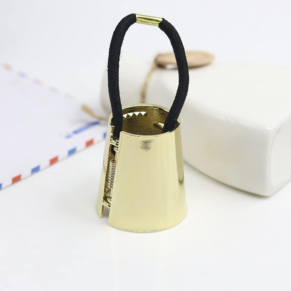 Ericotry 2 X Women Girls Metal round Ponytail Hair Cuff Elastic Hair Band Hair Accessories (Gold + Silver) image number 3