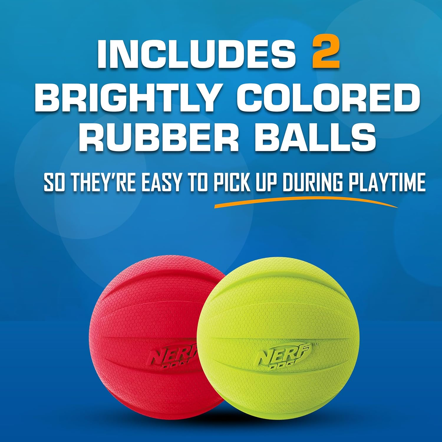 Nerf Dog Classic Ball Dog Toy with Interactive Squeaker, Lightweight, Durable and Water Resistant, 3.8 Inches, for Medium/Large Breeds, Two Pack, Green and Red