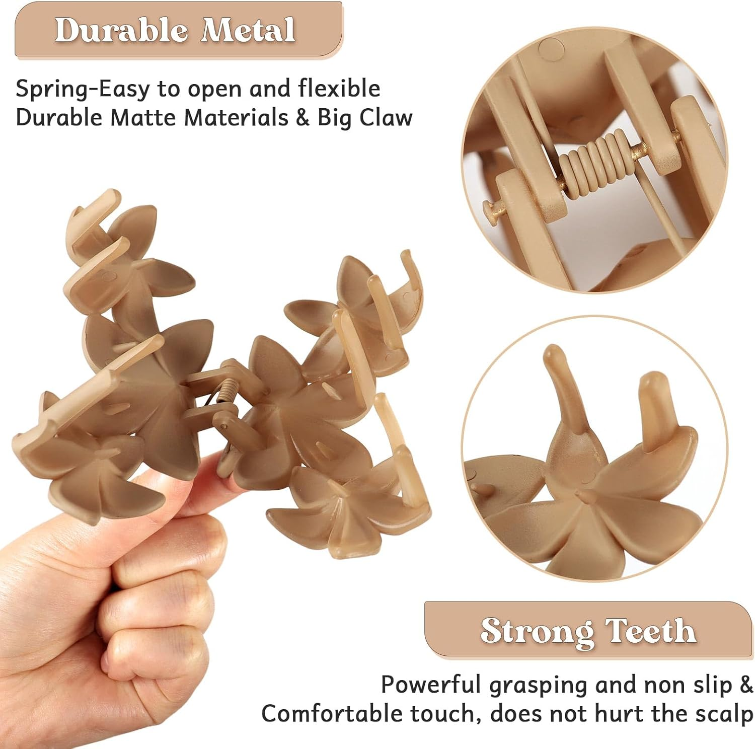 PROPOG Flower Hair Clip Large Pack of 8 Hair Clip Flower for Thick Thin Hair Non-Slip Flower Hair Clip Women'S Elegant Hair Accessories for Women Girls image number 5