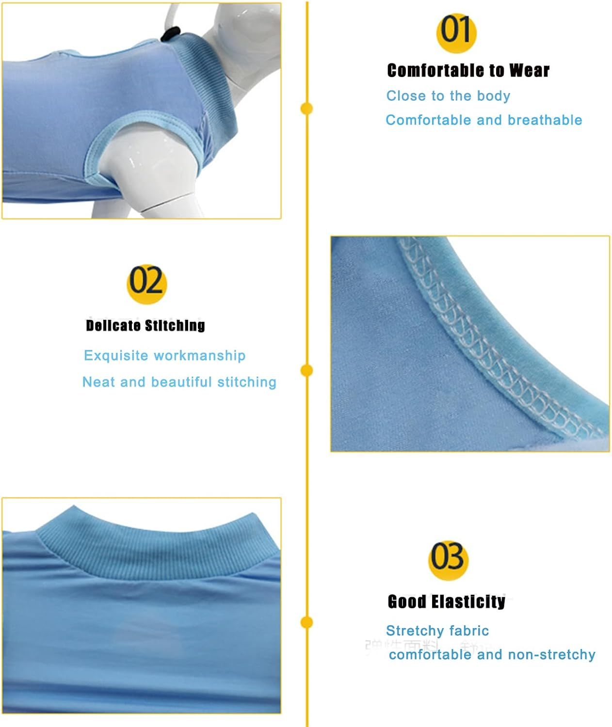 Yoolhamy Cat Recovery Suit for Post after Surgery, Elizabethan Collar & Cone Alternative, Anti-Licking Wound for Abdominal Wounds or Skin Diseases Kitten Bodysuit