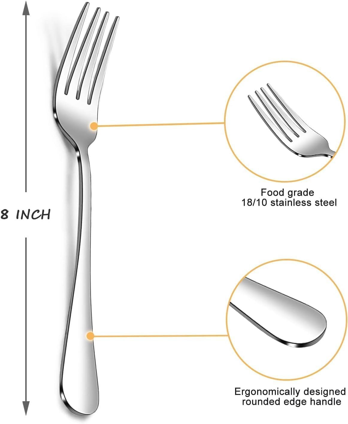 Tiokin Dinner Forks Set, Set of 12 Food Grade Stainless Steel Silverware Forks (20.5 Cm),Table Forks,Flatware Forks,Mirror Finish Dishwasher Safe,Use for Home,Kitchen or Restaurant image number 3