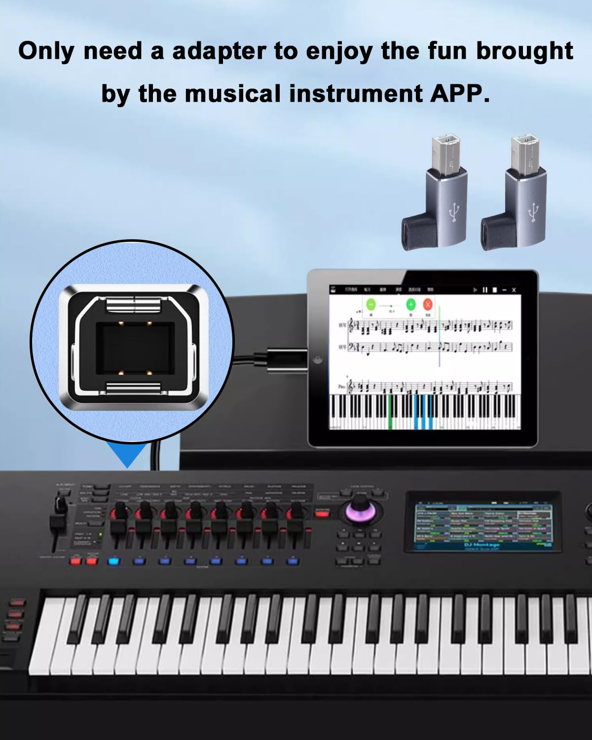 Danfetsoy 90 Degree USB C Female to USB B Male Adapter, 90 Degree Right Angle Type C Female to MIDI Converter, Suitable for Printer, Electric Piano, Laptops and More Type-C Devices (2Pack, Grey) image number 4